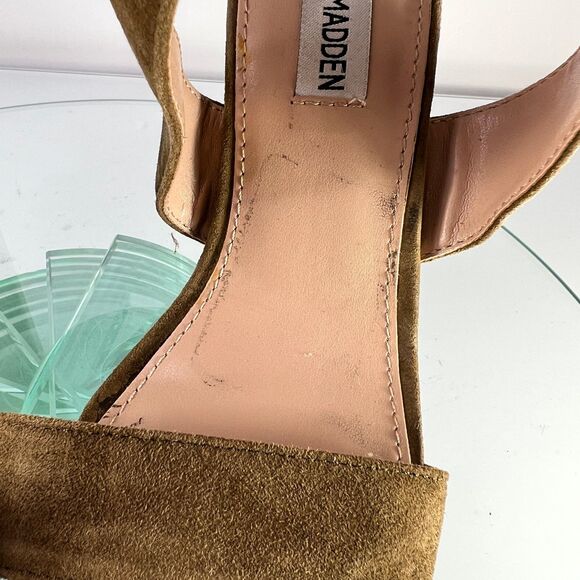 Steve Madden Caliopi High Heel Sandal Brown Suede Cross Straps buckle - Picture 3 of 12